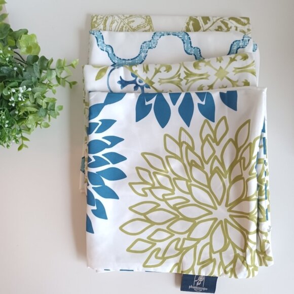 Phantoscope Decorative Pillow Covers | Set of 4 | 18"x18" | Blue & Green Leaf - Picture 7 of 8
